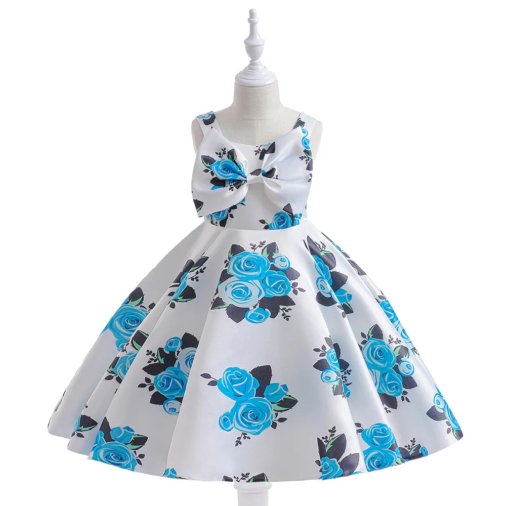 

Vintage Girl Dress Children's Clothing 2023 New Sleeveless Flower Little Girl Princess Dresses For Kids Elegant Evening Dresses