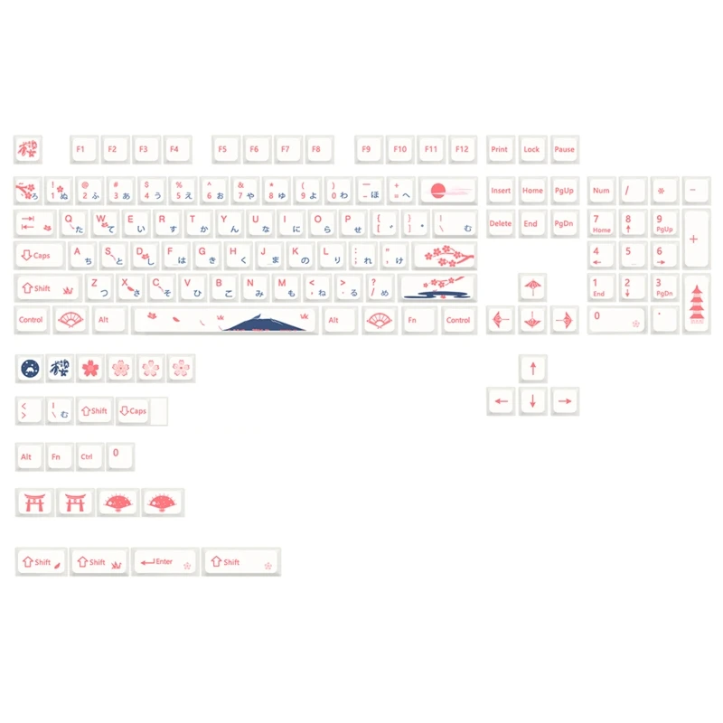 

Cherry Blossom Keycaps Dye Sub PBT XDA Keycap for GK61/64/68/ 87/104/108 Mechanical Keyboard 133 Keys Japanese English