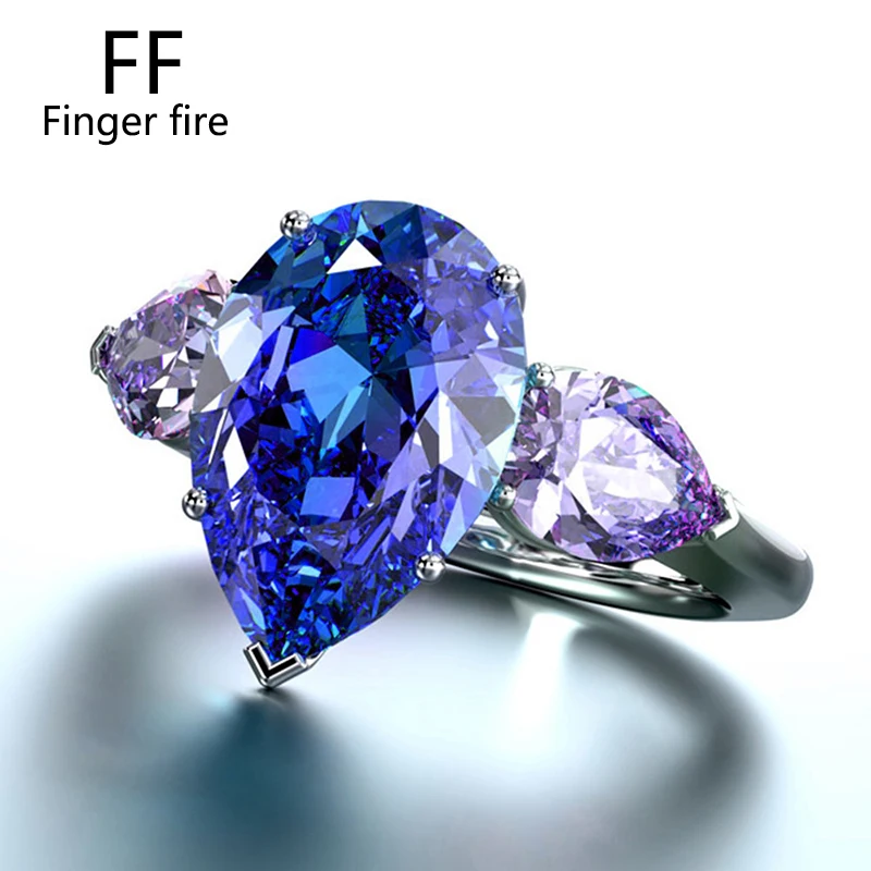 

Fashion Silver Plated Blue Heart Ladies Ring Wedding Anniversary Gift Beach Party Jewelry