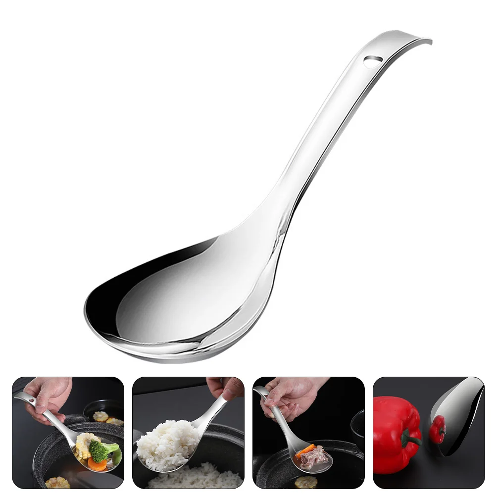 

Rice Spoon Paddle Serving Scoop Non Stick Spatula Spoons Cooker Ladle Soup Scooper Stainless Metal Cooking Porridge Home