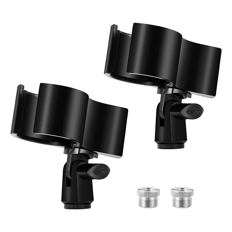 

2 Pcs Mic Clip Holder Microphone Clip With 5/8 Inch Male To 3/8 Inch Screw Adapter