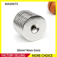 130pcs 30x4 5 round rare earth neodymium magnets 304 mm hole 5mm 30mm x 4mm 5mm disc countersunk strong magnet 30x4 5mm