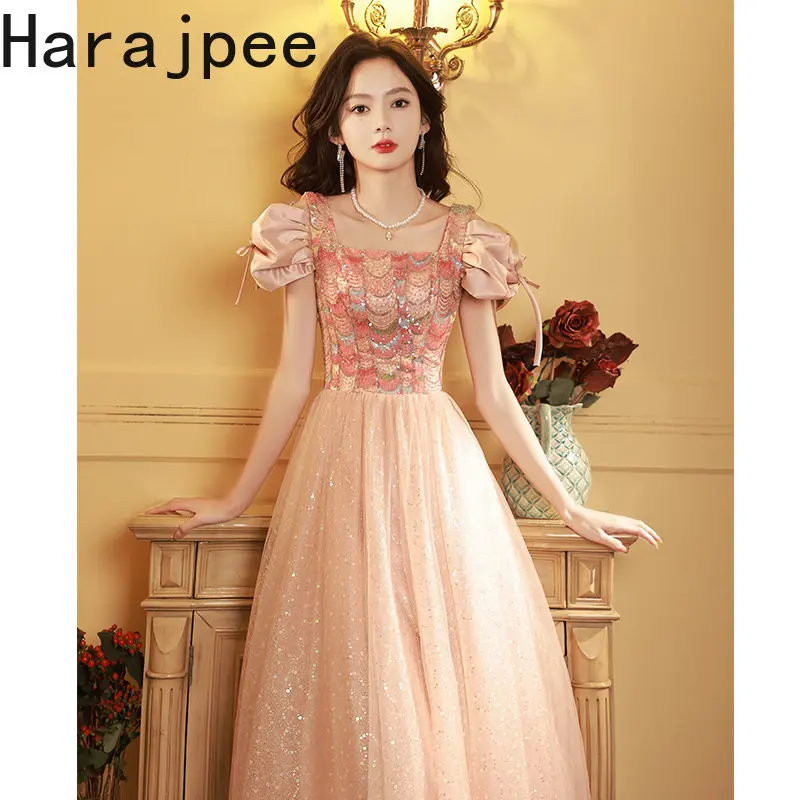 

Harajpee Women French Engagement Dress 2023 Korean Sweet High-end Light Luxury Summer Luxury Sense Evening Dress Lady Clothing