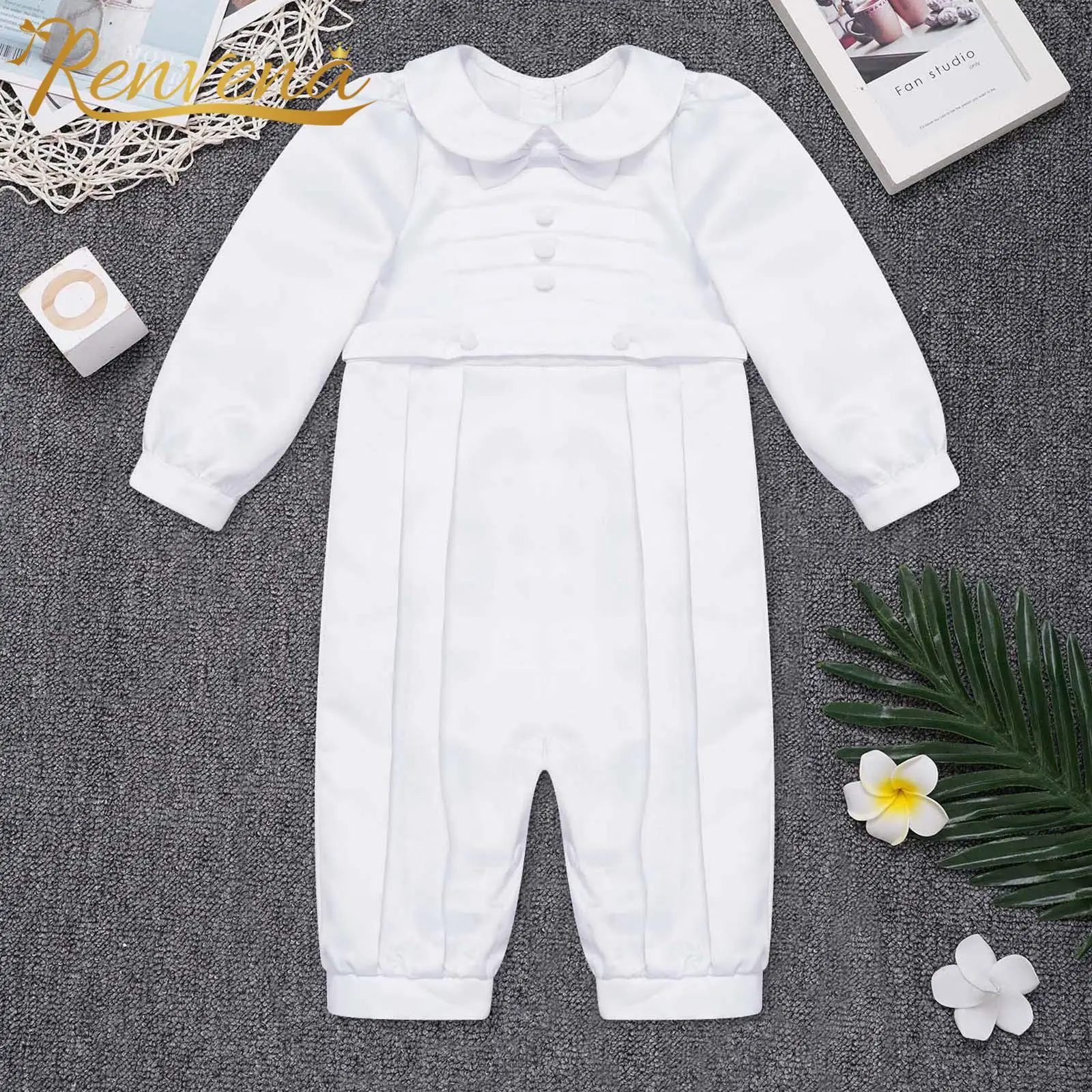 

Baby Boy's Romper Long Sleeve 1st Birthday Gentleman Jumpsuit Christening Baptism Romper Infants Clothing Newborn Formal Clothes