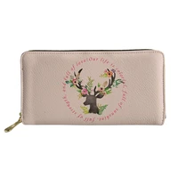 multicolored antlers flower pattern womens wallet swanky zipper purse foldable%c2%a0pink card holder tas wanita branded original