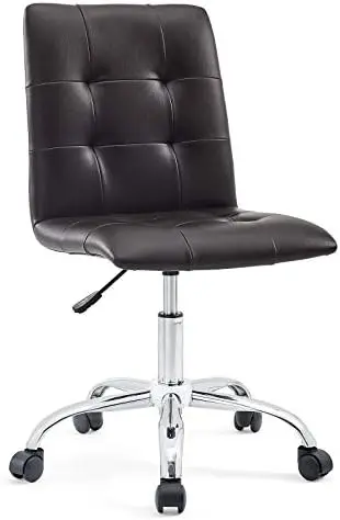 

Ribbed Armless Mid Back Swivel Conference Office Chair In Brown