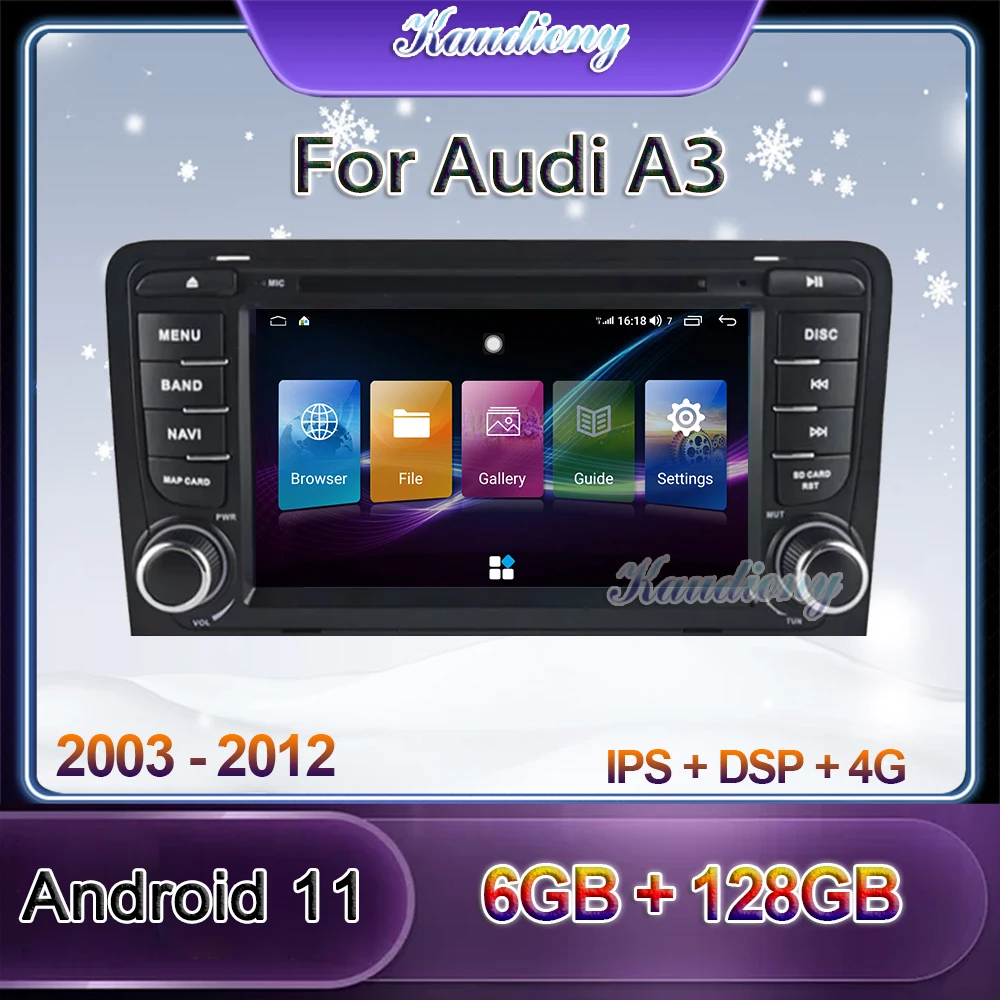 

Kaudiony Android 11 Car Radio For Audi A3 8P RS3 S3 Car DVD Multimedia Player Auto GPS Navigation 4G DSP Stereo WIFI 2003-2012