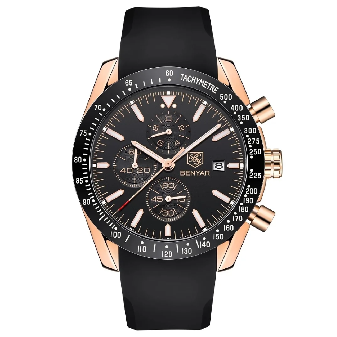 

BENYAR Luxury Brand Men's Sports Chronograph Watch Waterproof Automatic Date Fashion Quartz Clock Relogio Masculino