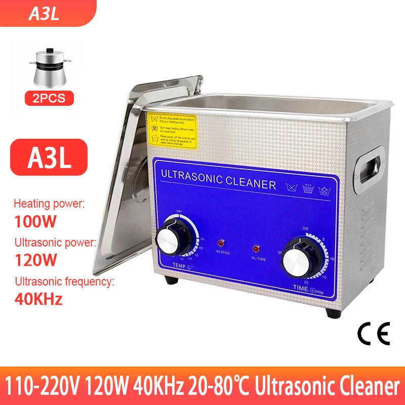 

Digital Ultrasonic Cleaner 3L 120W Ultrason Cleaner Bath with Heater Timer and Basket for Cleaning Jewelry Brass Sonic Cleaner