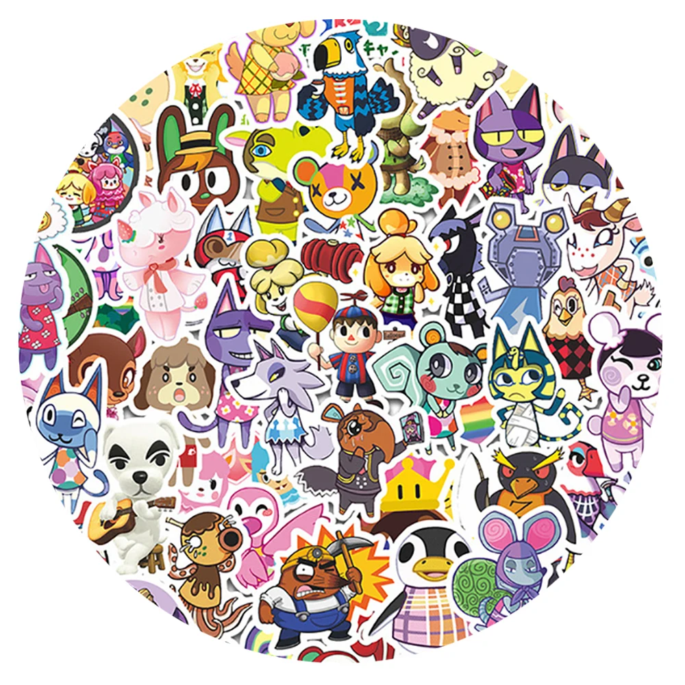 

10/30/60PCS Game Cartoon Animal Crossing Stickers DIY Motorcycle Travel Luggage Skateboard Cool Graffiti Sticker for Kid Toy