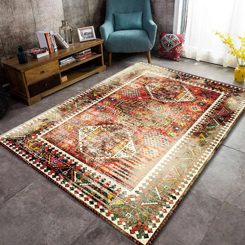 

Ethnic Area Rugs Non Slip Mandala Geometric Door Mat Vintage Persian Carpet In The Living Room Bedroom Bohemia Turkish Morocco