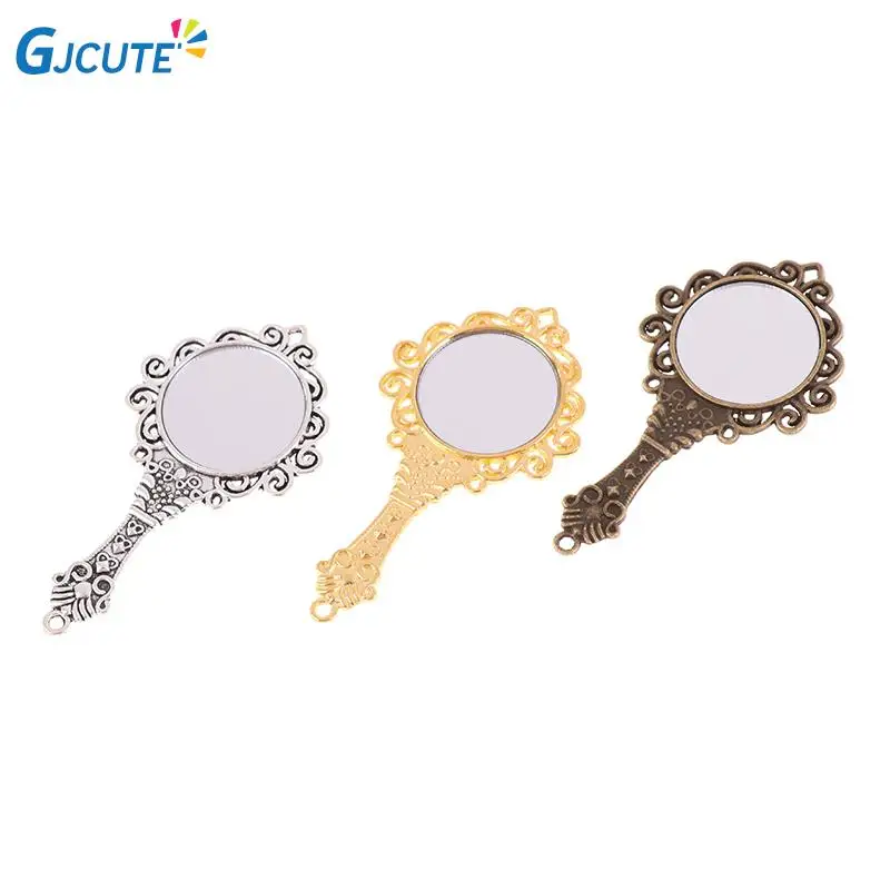 

2Pcs Vintage Metal Frame Mirror Dollhouse Miniature Bathroom Furniture for 1:6 Doll