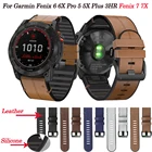 Ремешок для наручных часов 26 22 мм, ремешок для Garmin Fenix 7 7X 6 6X Pro 5 5X Plus 3HR 935, ремешок для умных часов из силикона и кожи, быстросъемный