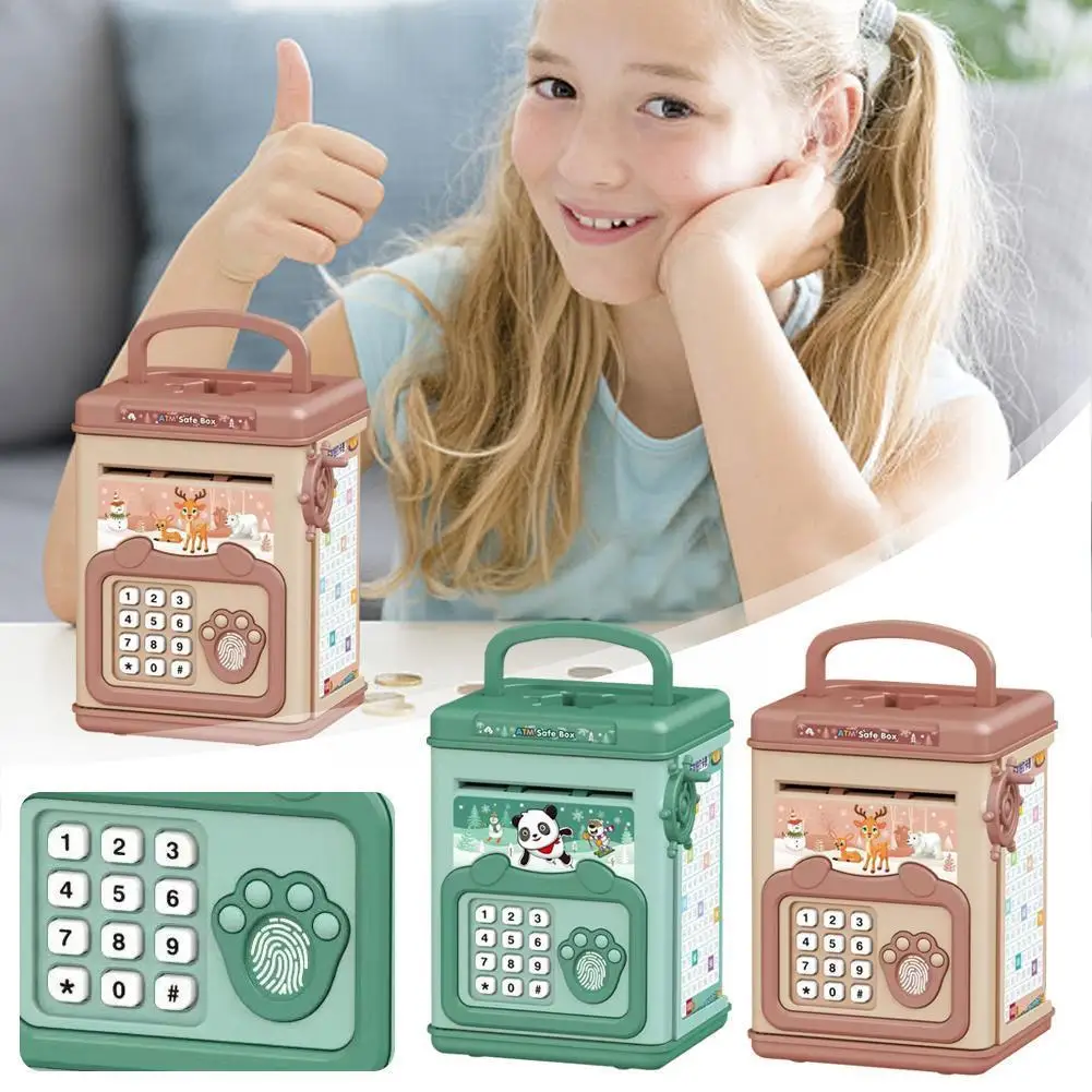 

Electronic Piggy Bank Saving Money Box with Fingerprint Password System Intelligent Paper Money Sensor Large Capacity for K C3E7