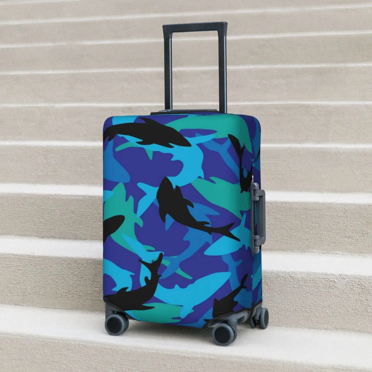 

Shark Camouflage Suitcase Cover Animal Print Strectch Business Protector Luggage Accesories Holiday
