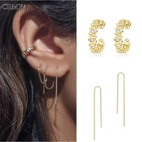 crmya gold silver filled clip earrings for womenpunk style piercing cz zircon chain stud earrings 2022 women jewelry wholesale