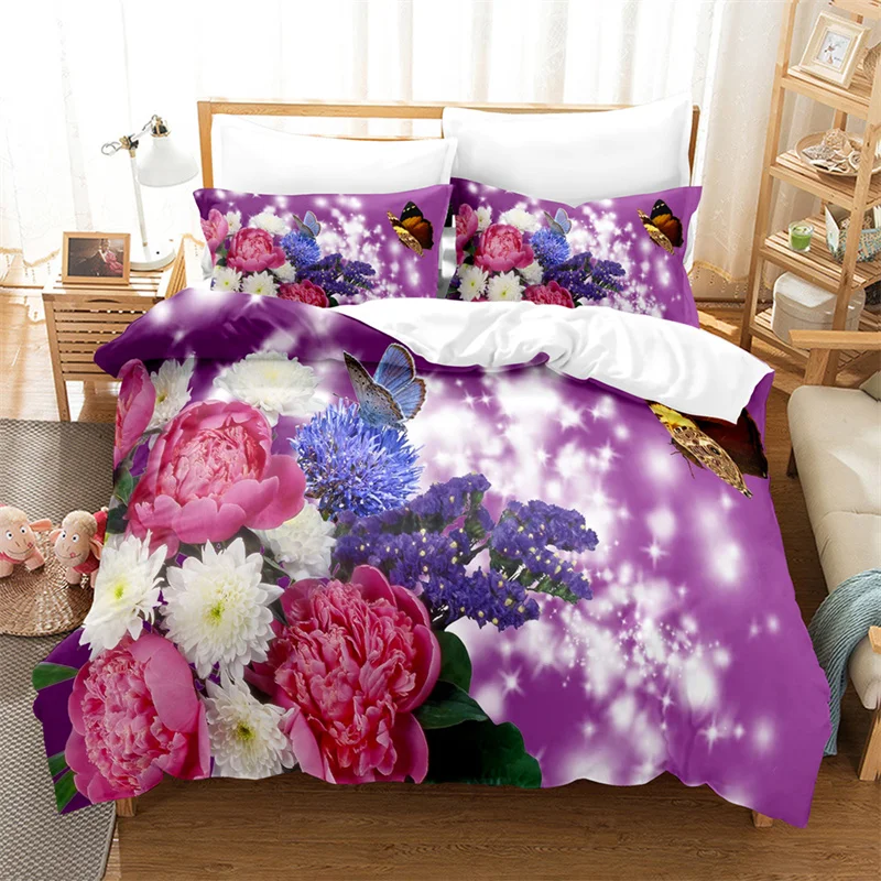 

Butterfly Flowers Bedding Set Lovely Kid's Duvet Cover Boys, Quilt Cover Girls Room Gorgeous Bedding King/Queen Duvet Cover Set