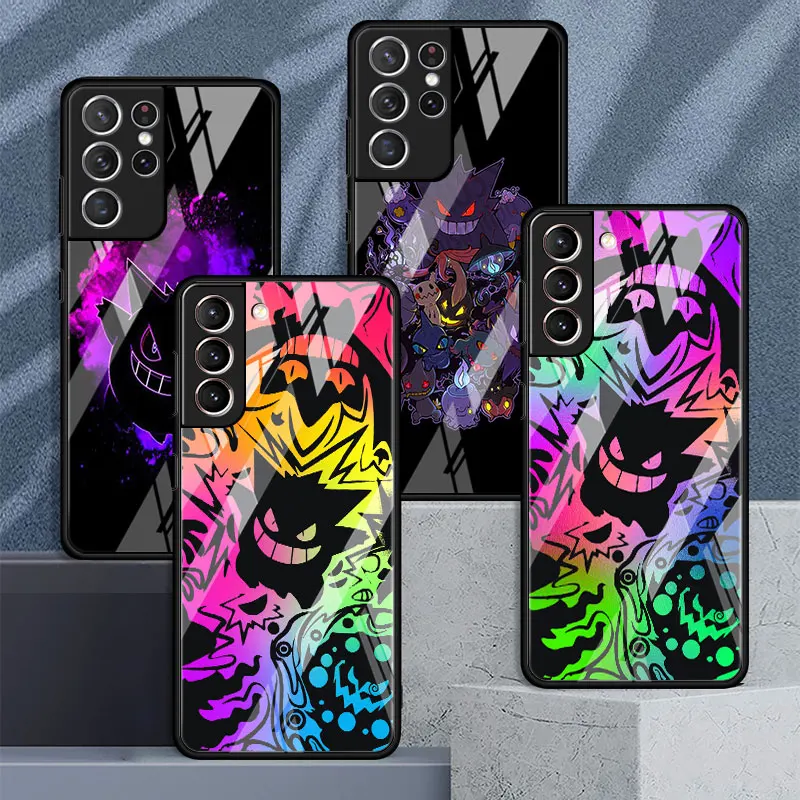 

Glass Case For Samsung Galaxy S22 S20 FE S21 Plus Phone Cover S10 5G S9 Note 20 Ultra 10 Lite Shell Pokemon Gengar