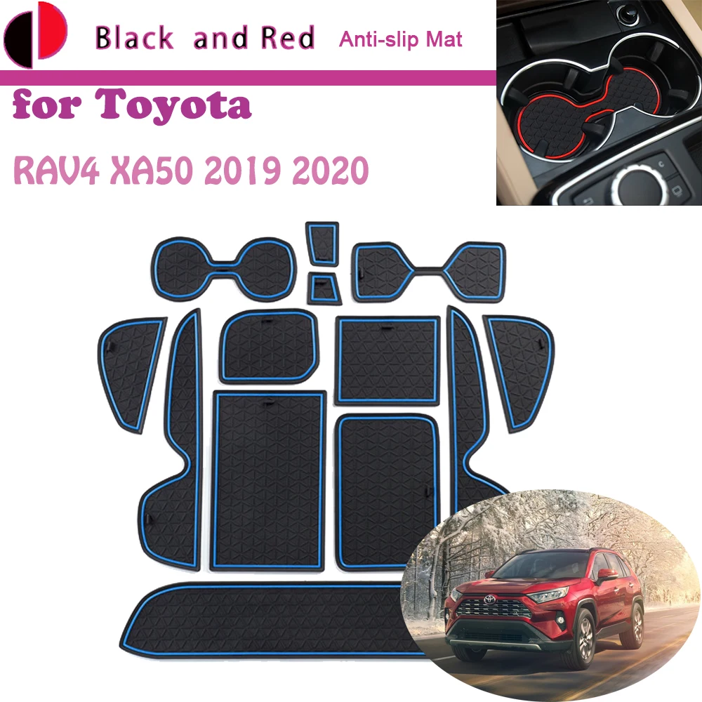 

Rubber Door Groove Mat for Toyota RAV4 XA50 2019~2023 Cup Holder Cushion Gate Slot Coaster Dust-proof Sticker Pad Accessories