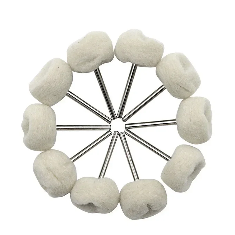 Roda Lustrando Abrasiva Com Fio Algodão Mini Escova Para Broca Lixar Cabeça Feltro Moagem 3 мм Haste Jade 1 шт 5 10 шт.