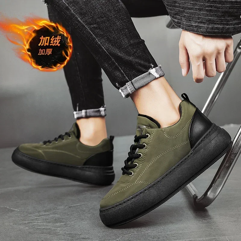 Зимняя мужская повседневная обувь на толстой подошве водонепроницаемая легкая