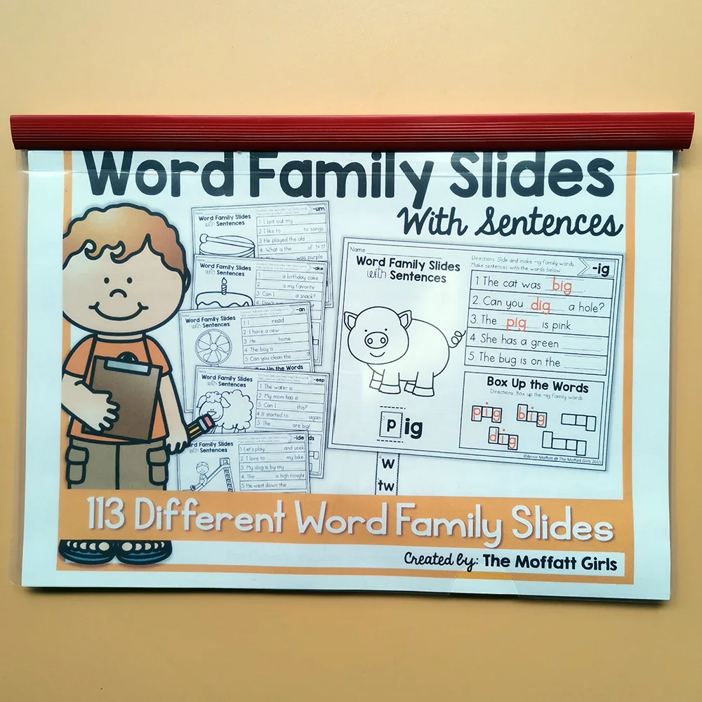 

127 Pages Word Family Slides Paper Preschool English Homework Games Books Kids Learning English Educational Toys Books for Kids