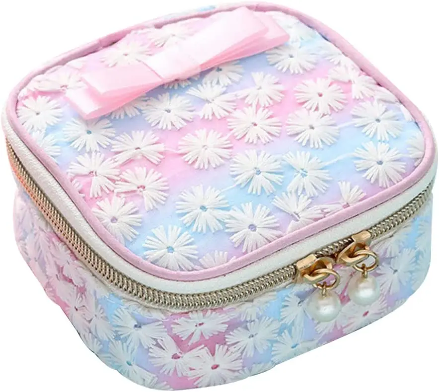 

Sanitary Napkins Bag Sanitary Pouch Organizer Holder Embroidery Storage Bag for Outdoor Travel (Gradient Color)
