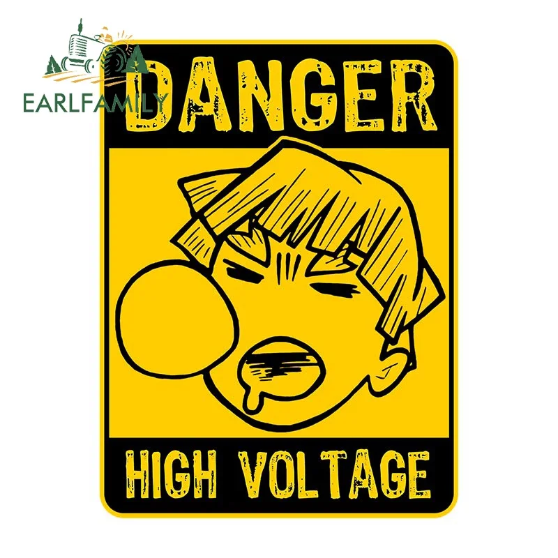 

EARLFAMILY 13 см для графики, наклейки Zenitsu высокого напряжения, автомобильные виниловые наклейки на стену, наклейки на заднюю панель, аниме, забавные наклейки для защиты от солнца