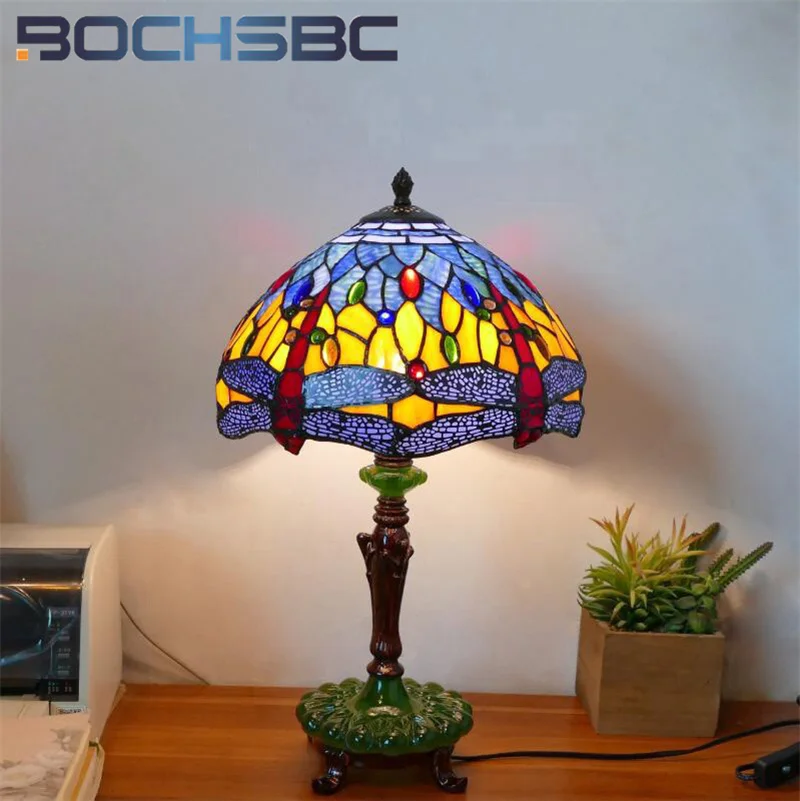 BOCHSBC витражное стекло в стиле Тиффани Европейская ретро настольная лампа для