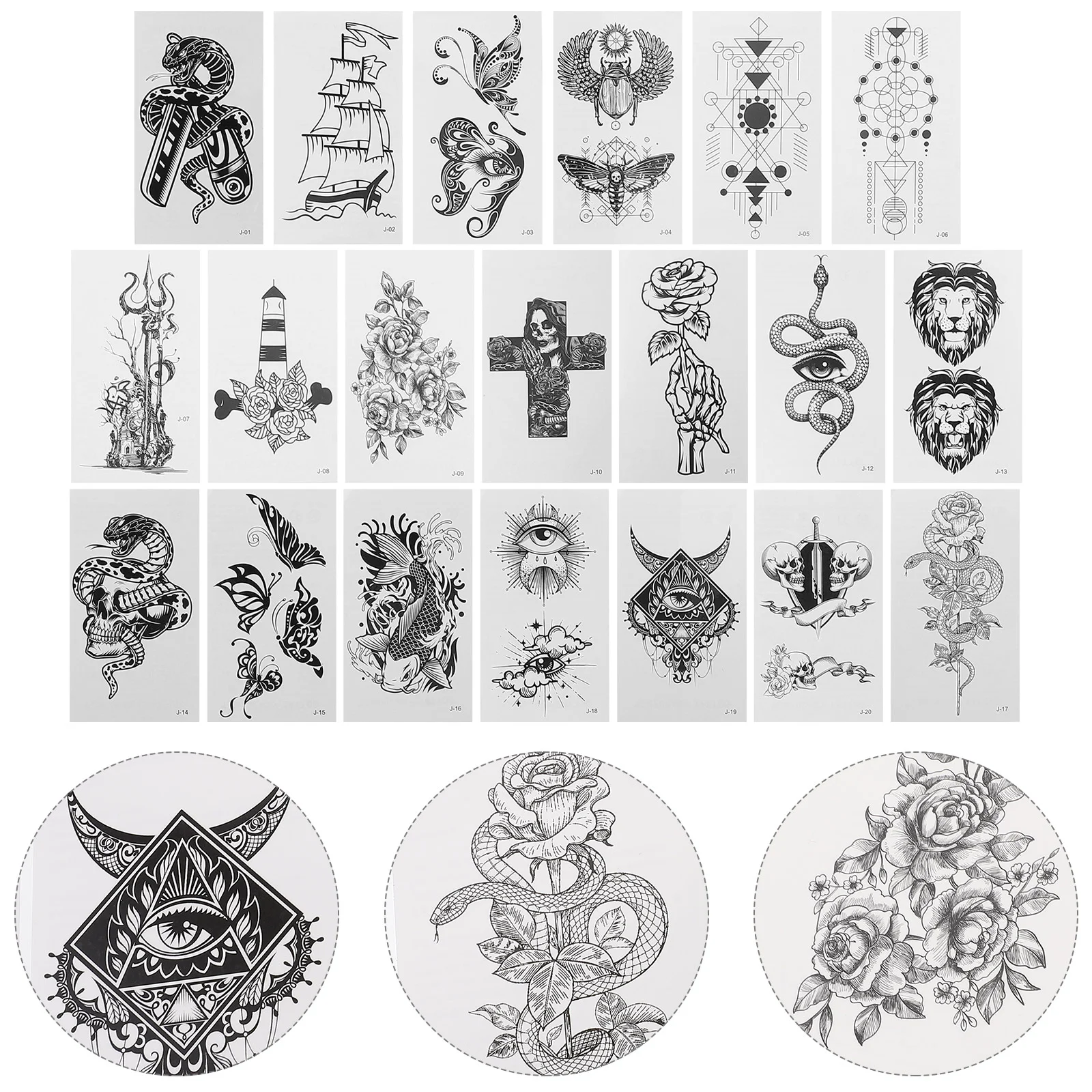 

20 pcs Women Tattoos Sticker Halloween Decorative Tattoos Stickers Temporary Tattoos