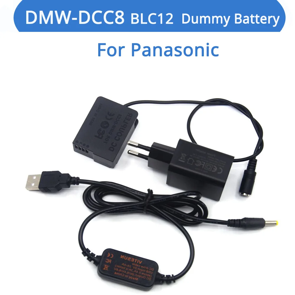 

DMW-DCC8 DC Coupler BLC12 Dummy Battery QC3.0 Charger USB Cable For Lumix DMC-GX8 FZ2000 FZ300 FZ200 G7 G6 G80 G81 G85 GH2 GH2K