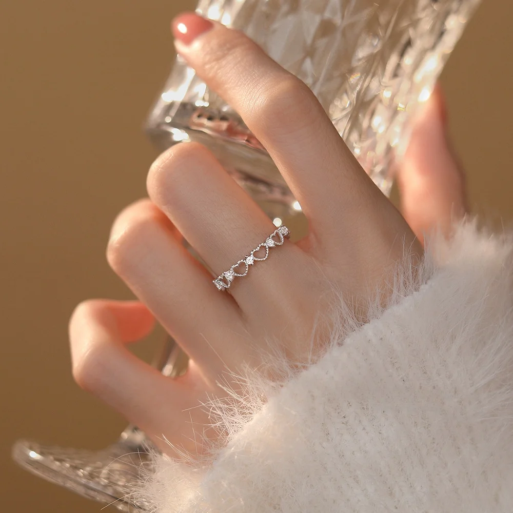 Высококачественное кольцо из стерлингового серебра S925 с полой любовью и оленем