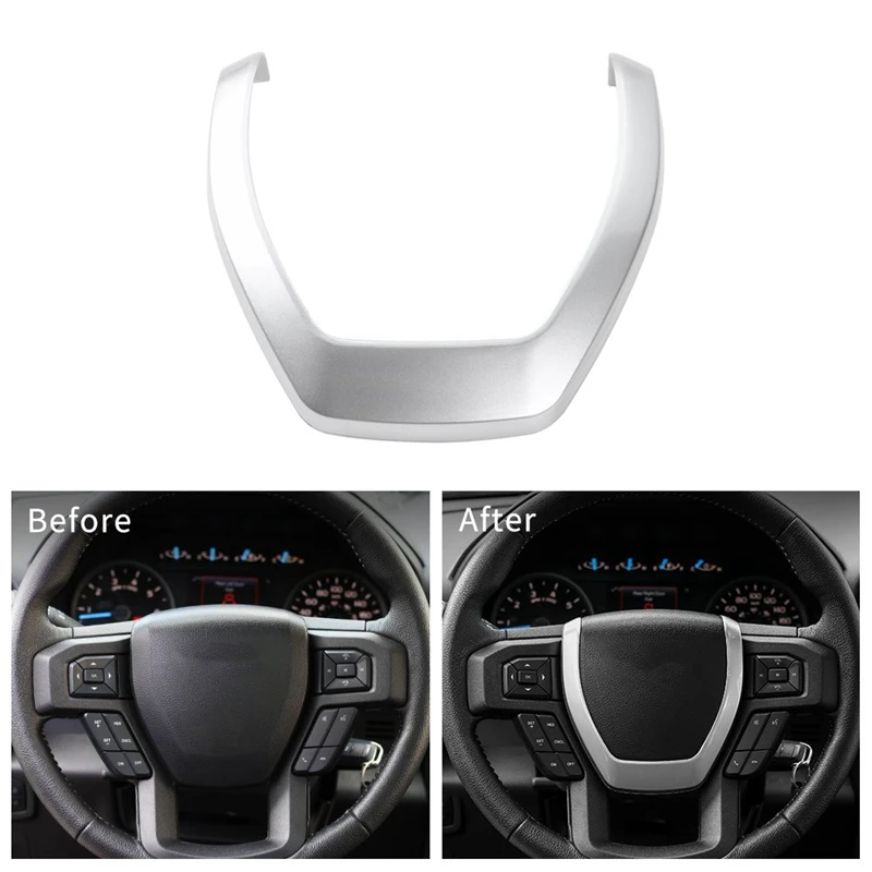 

Декоративная Обложка для руля из хромированного АБС-пластика, отделка, наклейка на раму для Ford F-150 F150 2015-2019, внутренние аксессуары для автомо...