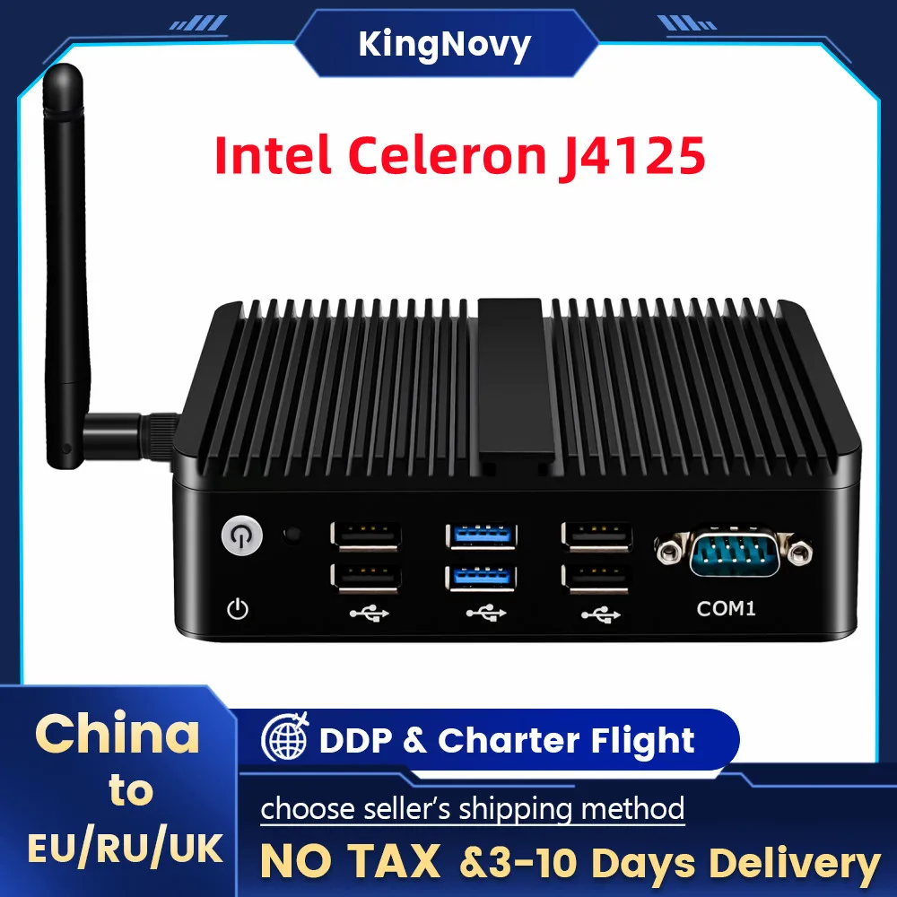Firewall Appliance Fanless Mini Router Intel Celeron J4125 4 Intel i211 LAN 6*USB RS232 AES-NI pfSense OPNsense Computer