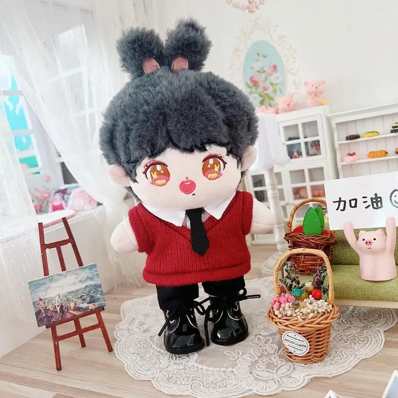 

20CM Star Cotton Doll Clothes Red Waistcoat+Shirt+Shorts+Tie Cool Stuff Korea Kpop EXO idol Doll Accessories DIY Gift Toys