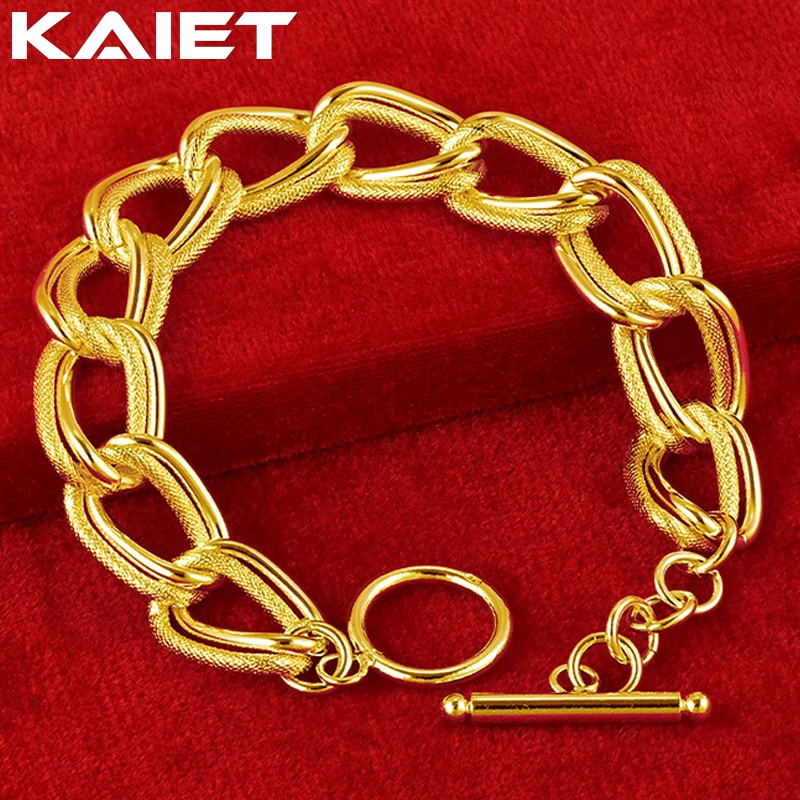 

KAIET 24K Gold Color Smooth Matte Double Ring Chain Bracelet For Women Men High Quality Fashion Charm Jewelry Wedding Party Gift