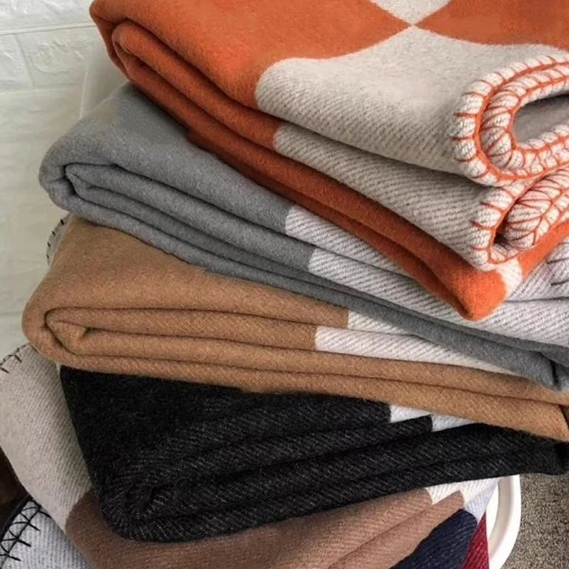 

Роскошное Брендовое одеяло H с буквенным дизайном, мягкое шерстяное клетчатое покрывало, вязаное покрывало, покрывало для дивана