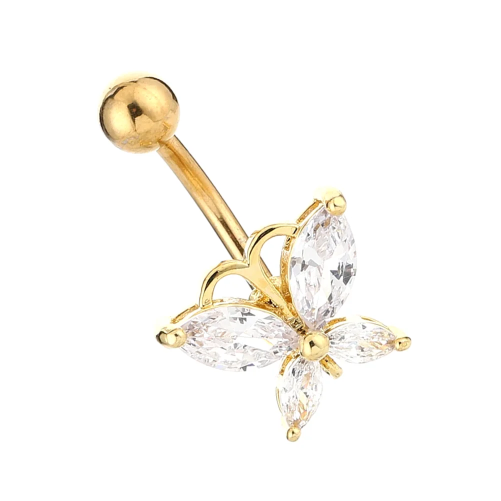 

Belly Button Ring Fashion Zircon Elegant Belly Butterflies Ring Belly Button Nail Body Jewelry