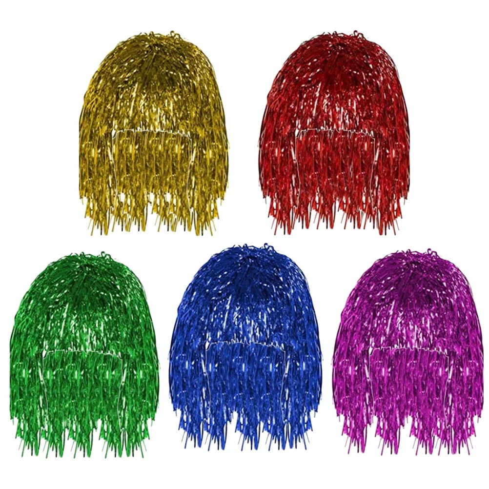 

Prom Decor Metal Foil Party Wigs Hair Masquerade Cosplay Fashion Shiny Costume Wigs Shiny Fake Hair Headdress Cosplay Wigs