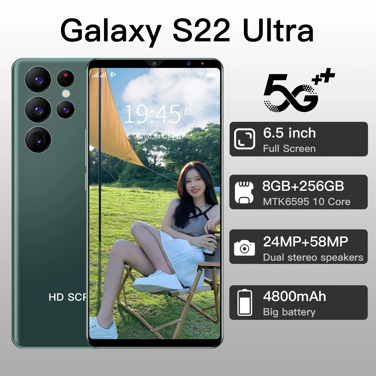 

Смартфон Galaxy S22 Ultra, телефон с экраном диагональю 6,5 дюйма, телефон на Android, 8 ГБ, 512 ГБ, 4800 мАч, 48 МП, разблокированный мобильный телефон 4G