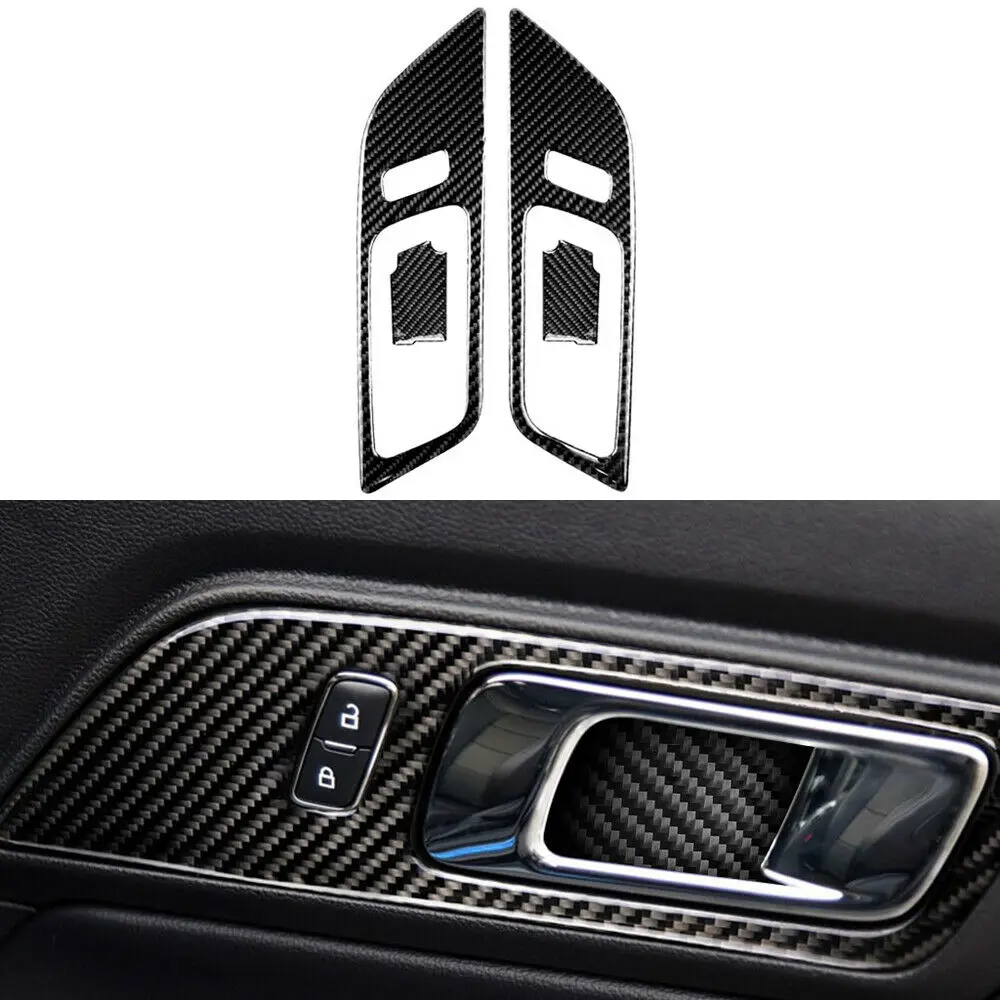 

Чехол из натурального углеродного волокна для внутренней боковой двери, 4 шт. для Ford Mustang 2015-2022