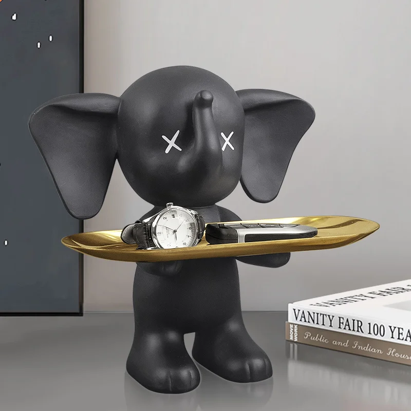 

Home Nordic Decor Cute Elephant Figurine Miniature Porch Key Storage Box Living Room Decoration Accessories Modern Decorative
