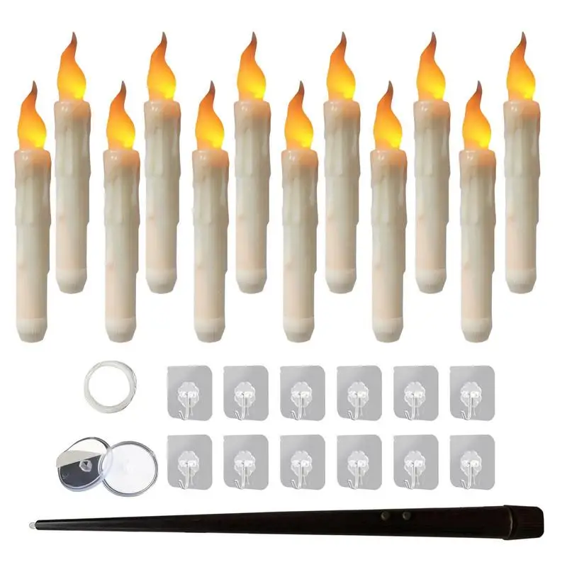 

Плавающие свечи с палочкой, 12 шт., искусственные свечи, конусные свечи, плавающие свечи на батарейках для фильмов и ведьм