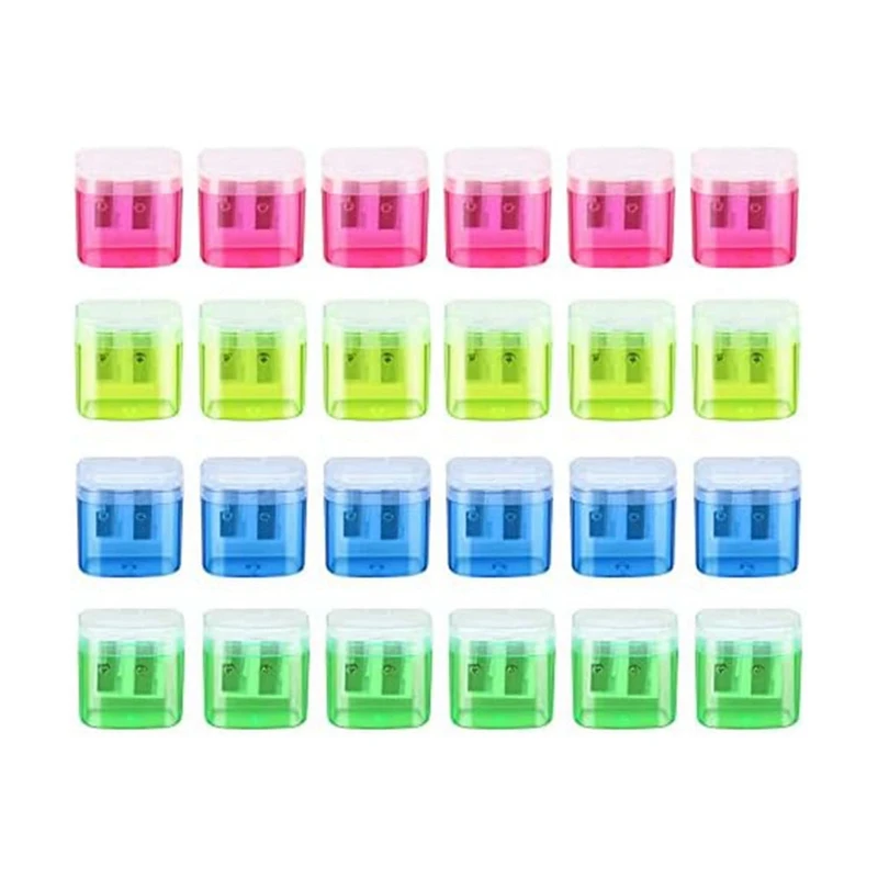 Sharpeners Manual Dual Holes Pencil Sharpener Portable Colorful Crayon Sharpener With Lid