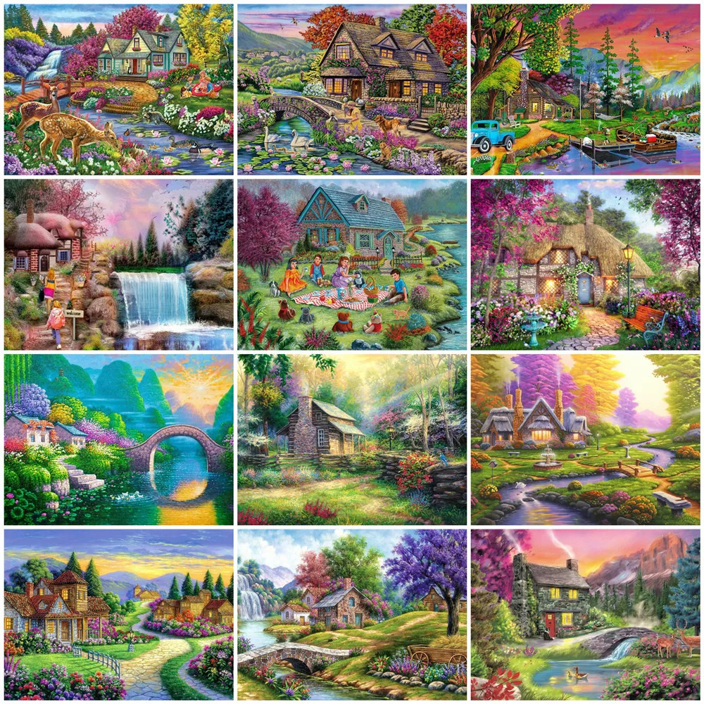 

Алмазная 5D картина Huacan, новая искусственная вышивка, пейзаж, хобби и вышивка, картины для дома