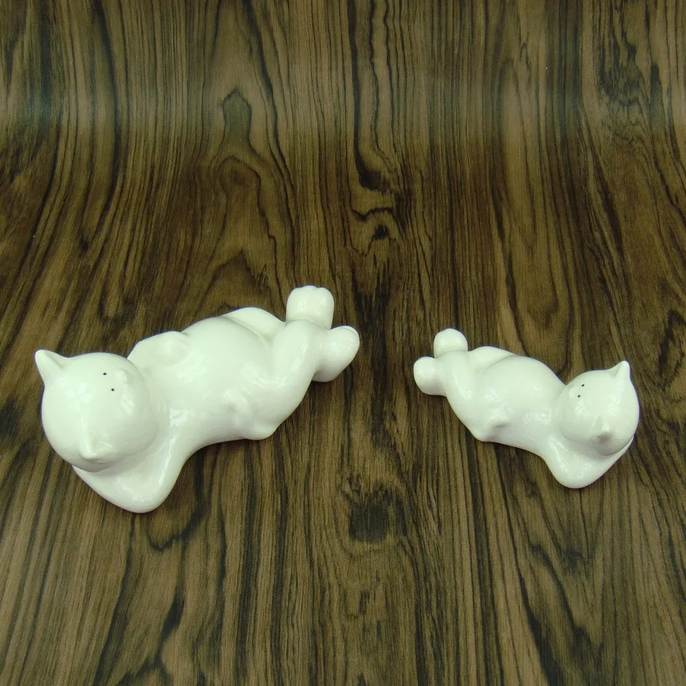 a porcelanowe figurki kotów do opalania dekoracyjna ceramika miniatury kotek nowość ozdoba ze zwierzętami sztuka i rzemiosło akcesoria