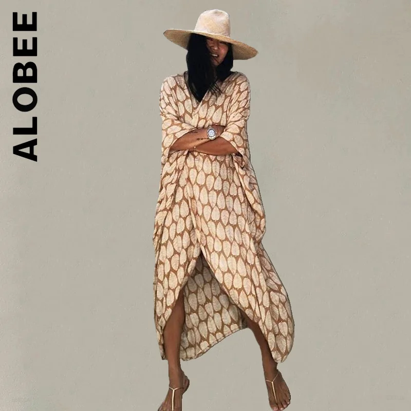 

Женский купальник Alobee, Пляжная накидка для черного цвета, женское летнее платье с рисунком, Лидер продаж 2022, пляжная одежда