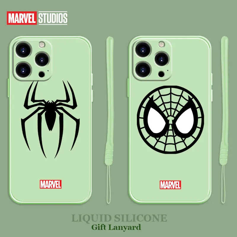

Liquid Cover Case for iPhone 11 12 13 Pro Max XS 7 8 Plus SE i12 6 6splus Marvel Logo Spiderman Official Cell Silicone Trend