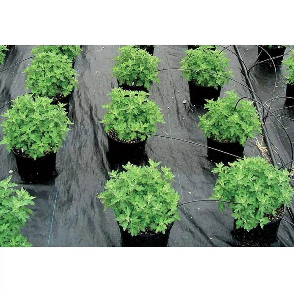 Черный барьер для сорняков Ландшафтная ткань с сетчатыми полосками x 1 метр