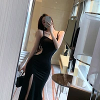 black sleeveless beading backless slim sexy maxi dress 2022 new summer women party y2k concise bodycon sheath elegant clothing